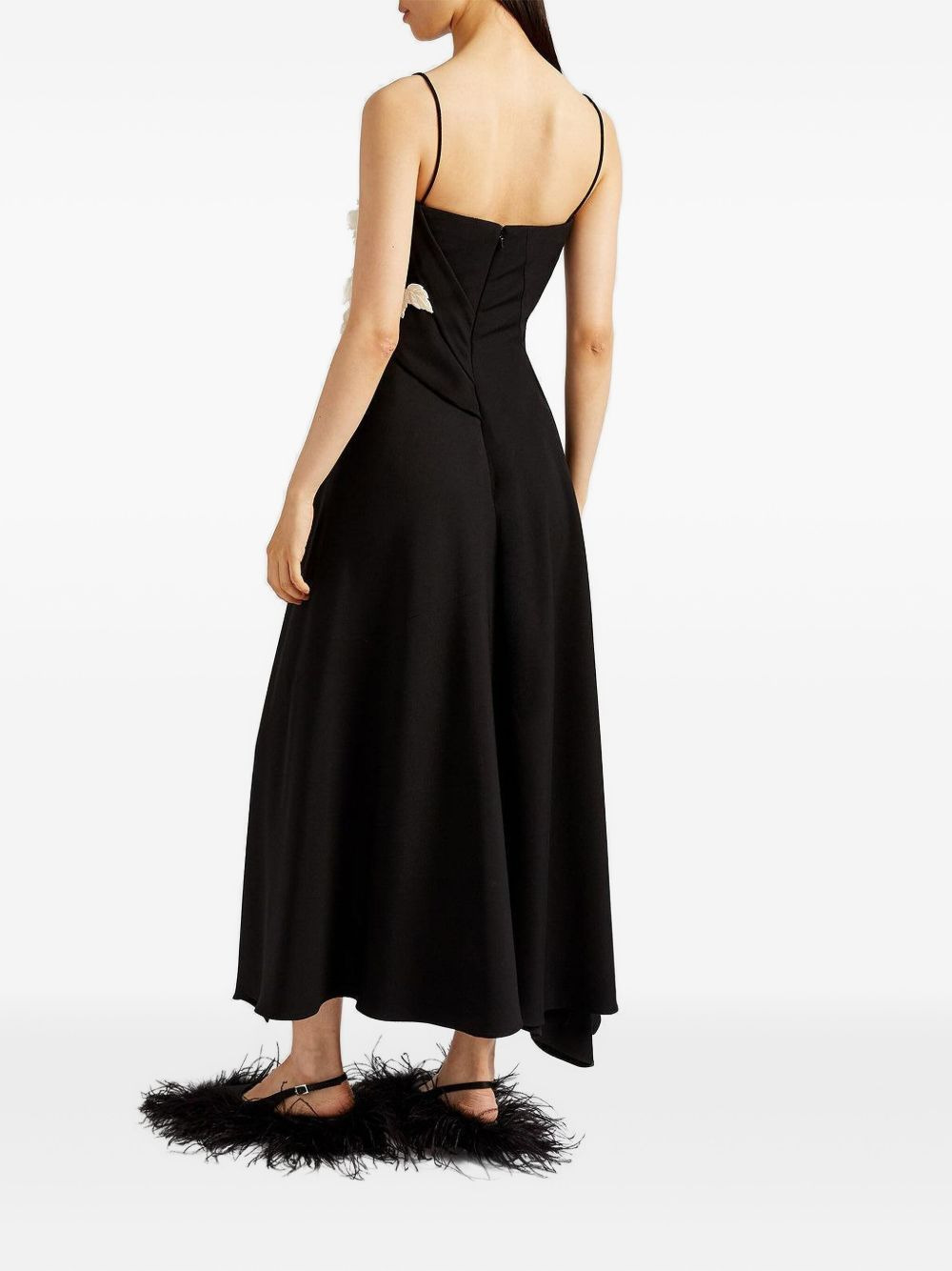 floral-embellished draped maxi dress - 3