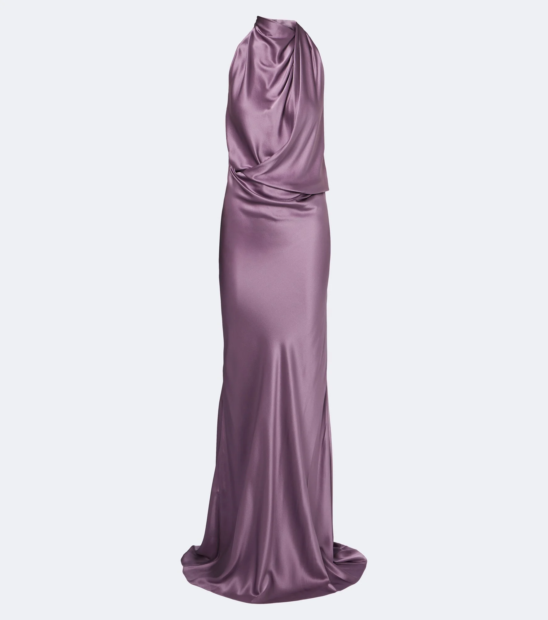 Draped open-back silk charmeuse gown - 1