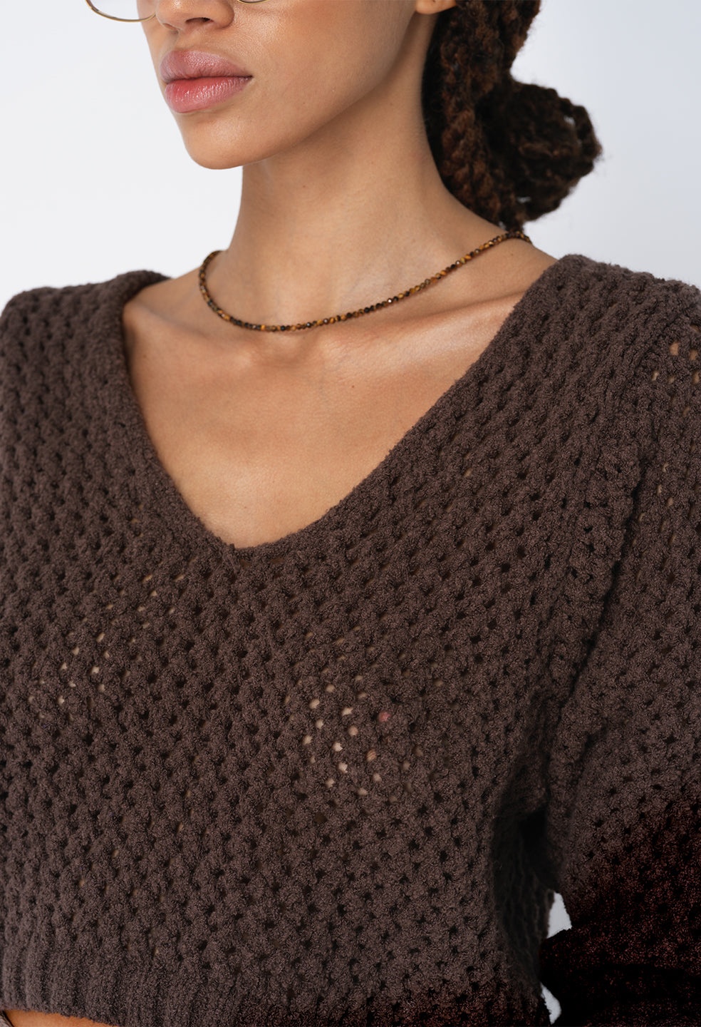 FOAM BOUCLE CROPPED SWEATER - 5