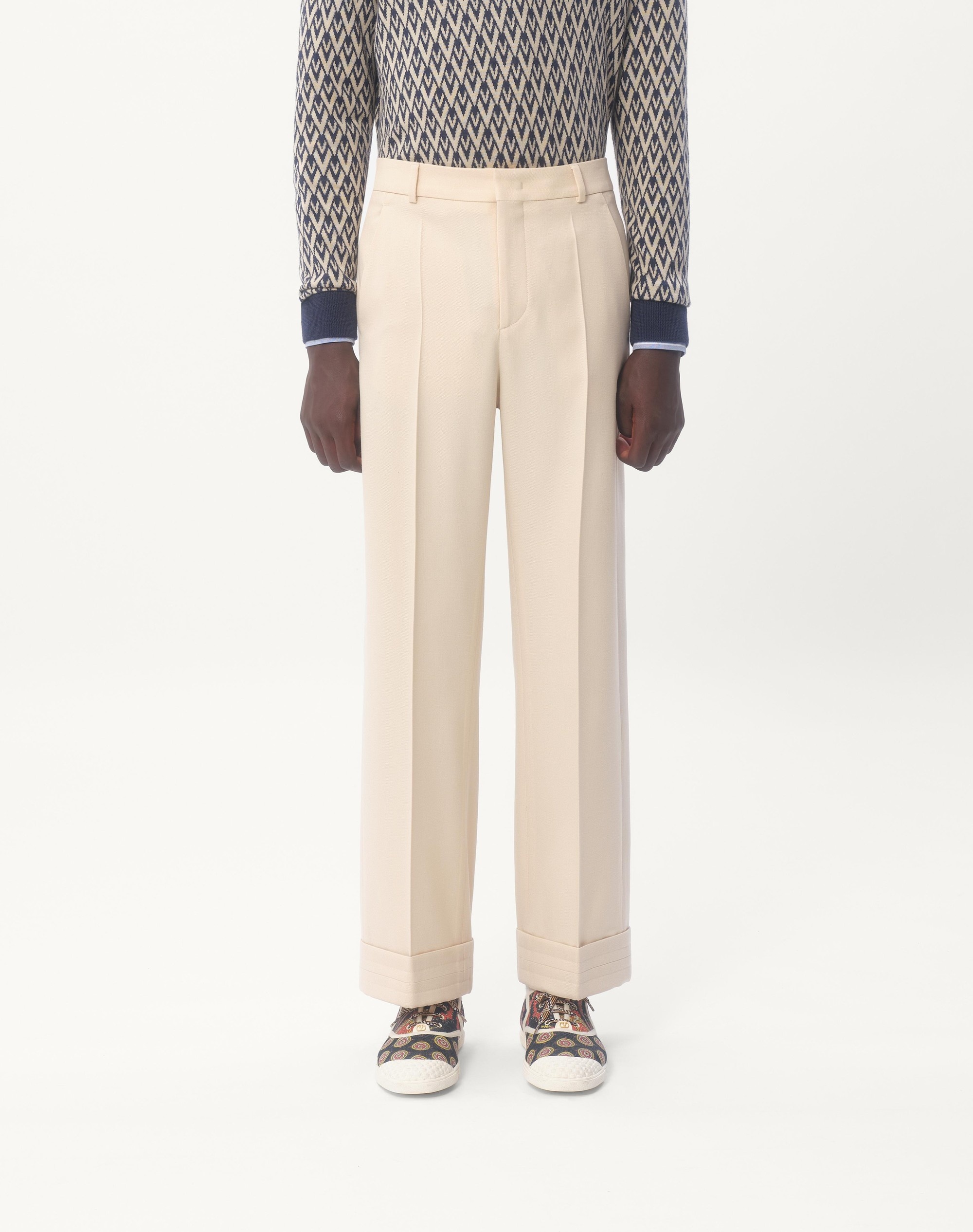 WOOL GABARDINE PANTS WITH TURN-UPS - 5