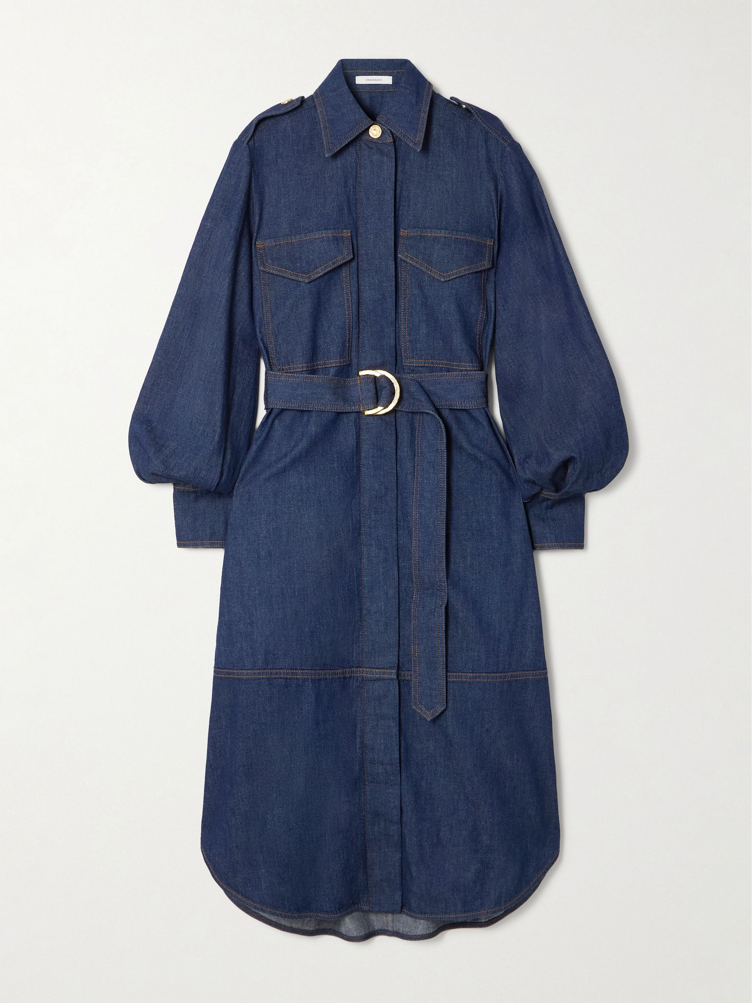 Denim midi shirt dress Dark denim - 1