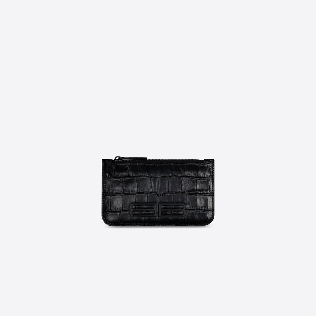 Women's Gossip Long Coin And Card Holder Crocodile Embossed in Black - 1