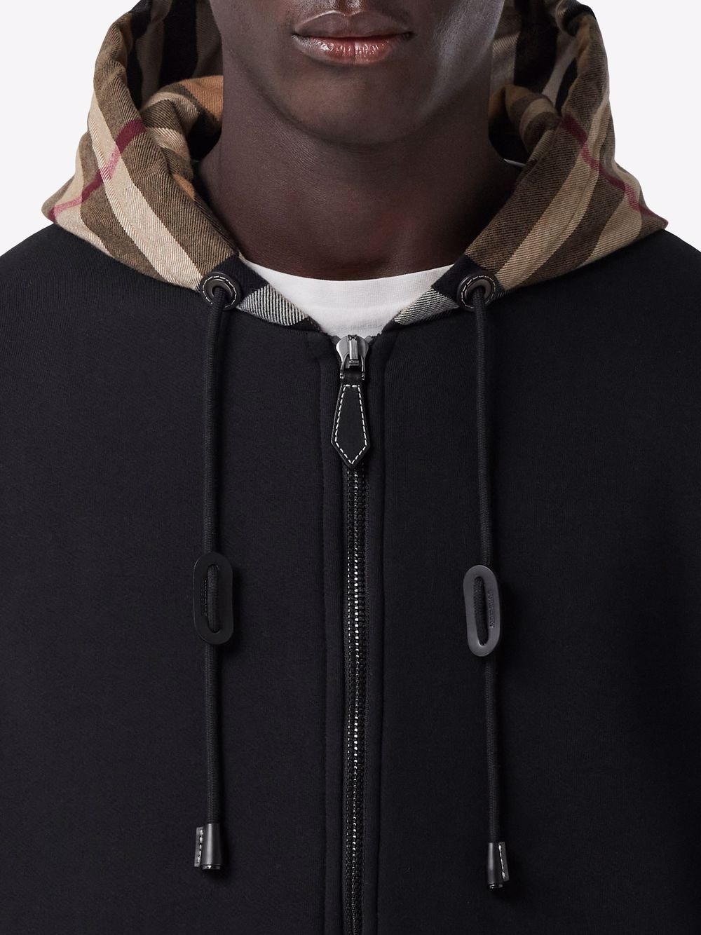 check-hood panelled hoodie - 5