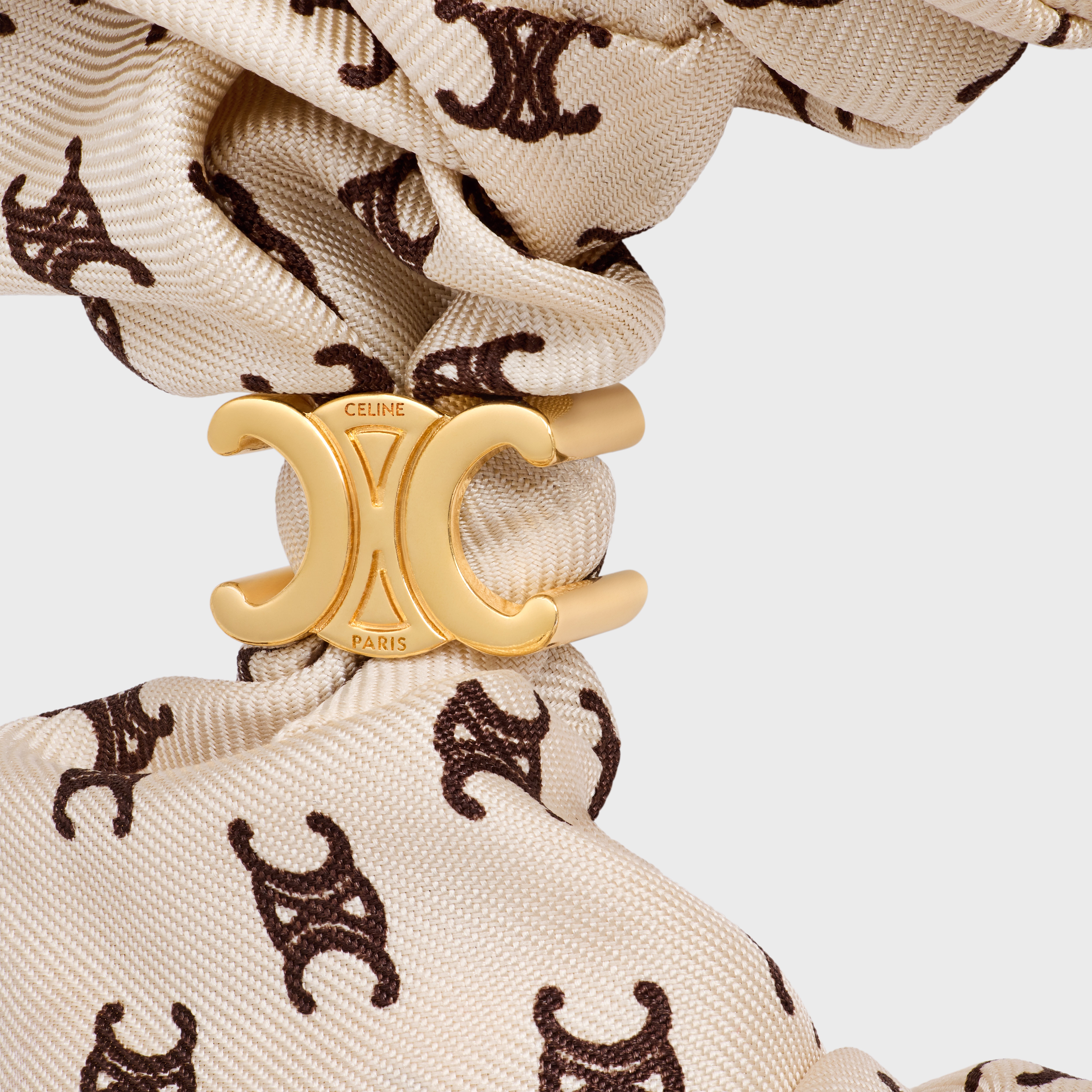 Scrunchy Mini Triomphe in Silk and Brass with Gold finish - 2
