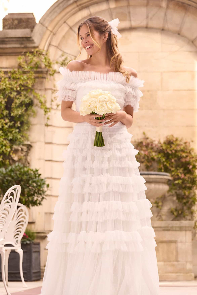 Needle & Thread Lisette Ruffle Off-Shoulder Gown outlook