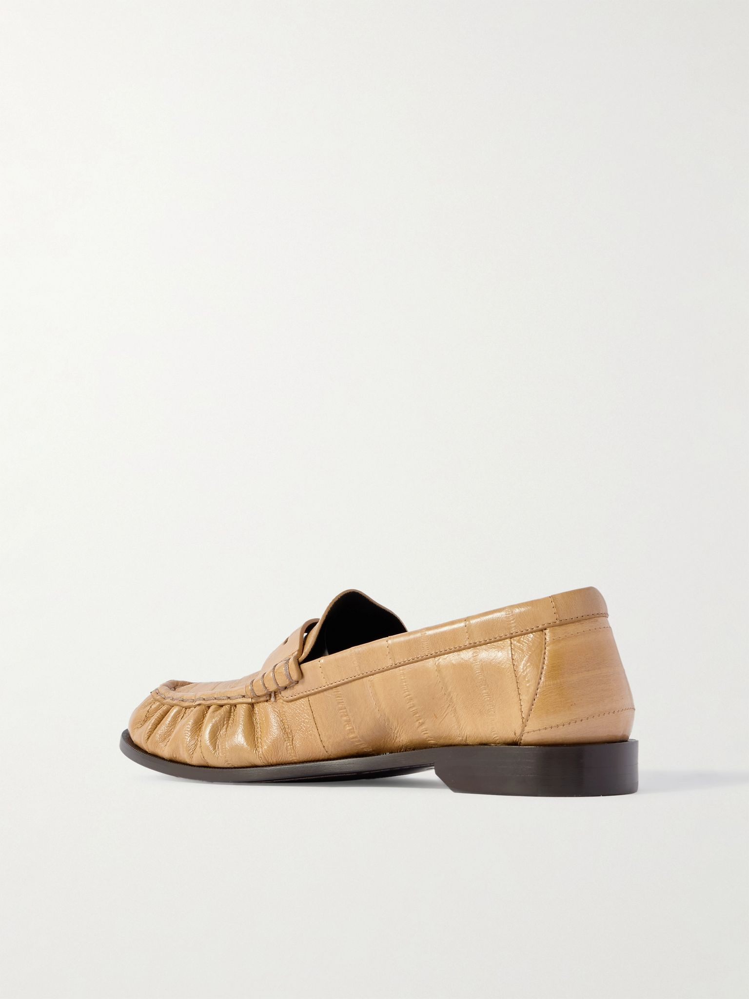 Le Loafer Monogram Logo-Appliquéd Eel Penny Loafers Beige - 4