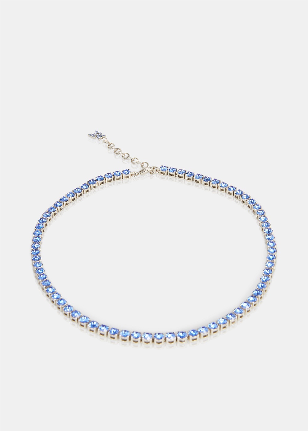 Sapphire Silver Base Tennis Necklace - 1