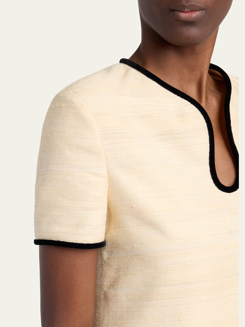 Woven Silk Short-Sleeve Mini Dress 5