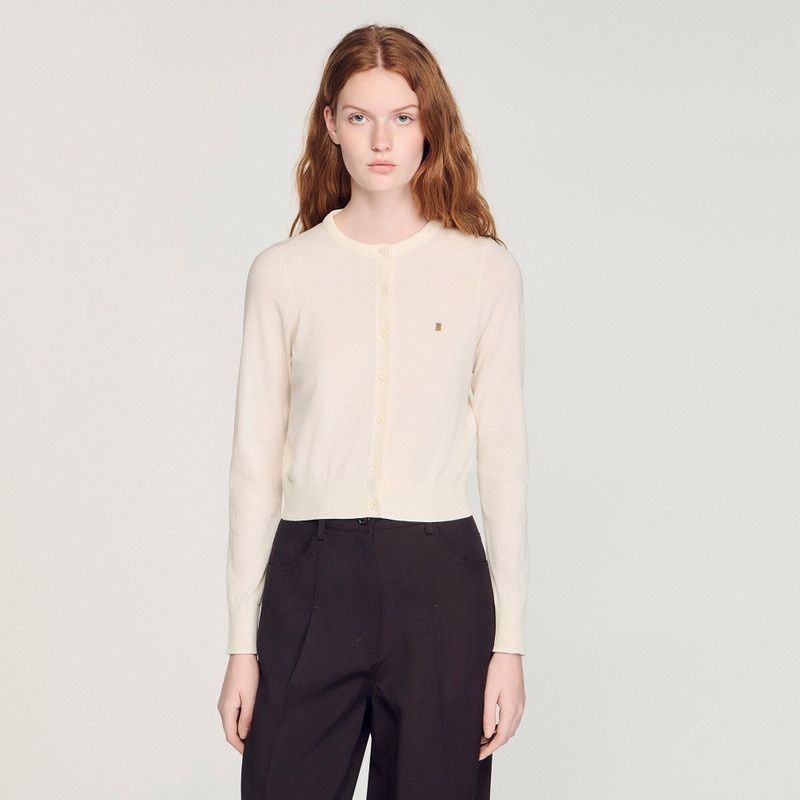 PADDED ROUND NECK CROPPED CARDIGAN 5