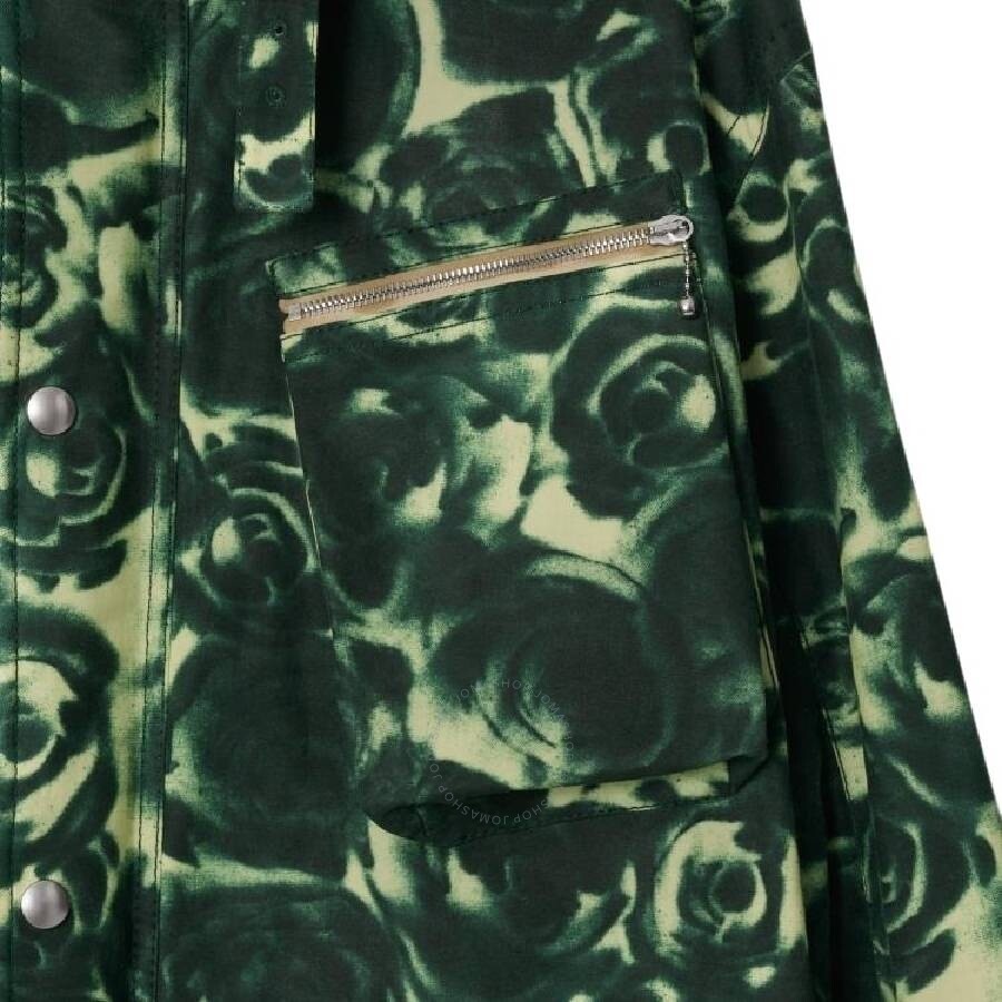 Burberry Rose Print Cotton Shirt Jacket, Size Large - 2