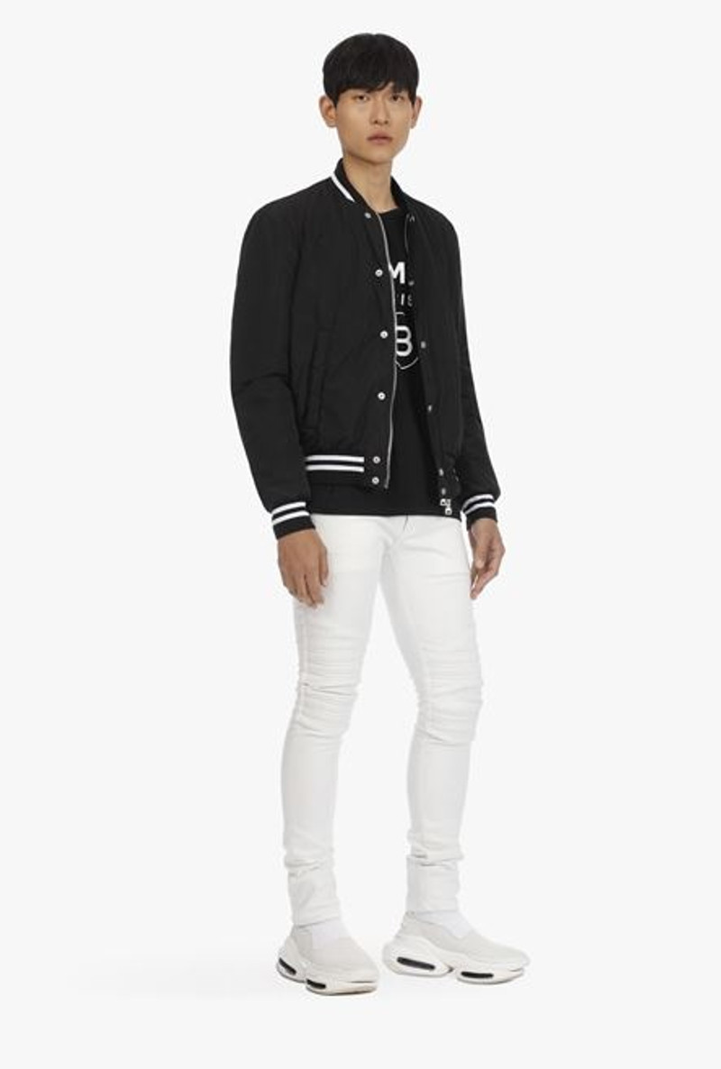 Balmain Black cotton T-shirt with white Balmain Paris logo print outlook