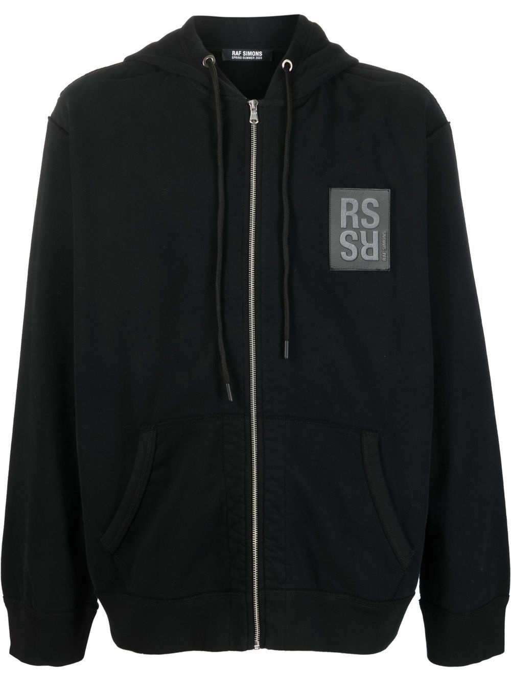 logo patch zipped hoodie - 1