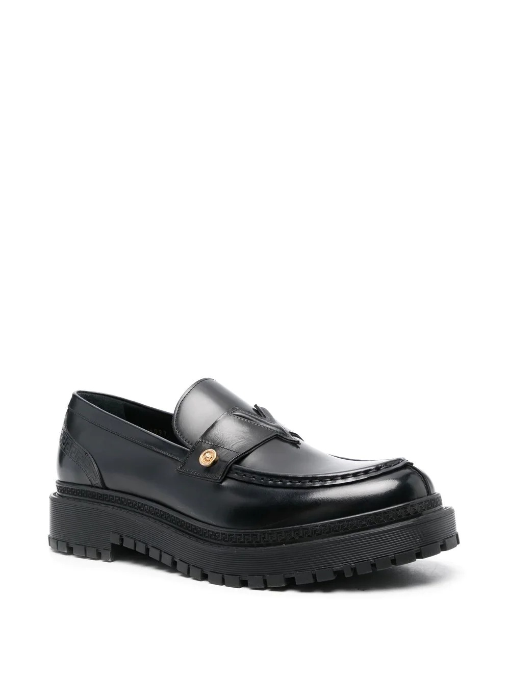 medusa-plaque leather loafers - 2