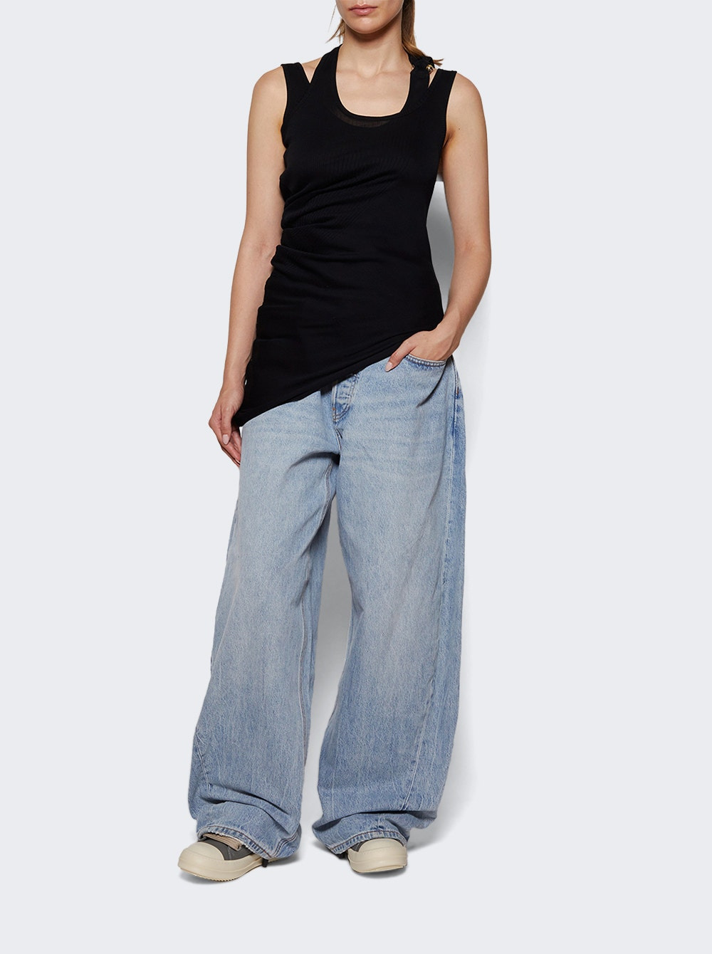 Twisted Double Layer Tank Top Black - 5