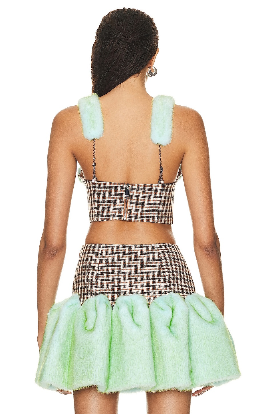 Faux Fur Trim Bustier Top - 3
