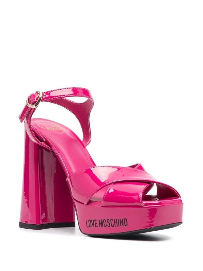 Moschino logo-print block-heel sandals outlook