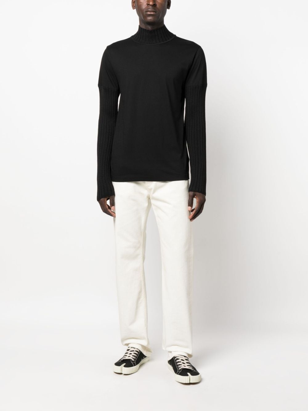 ribbed-detail high-neck sweatshirt - 2