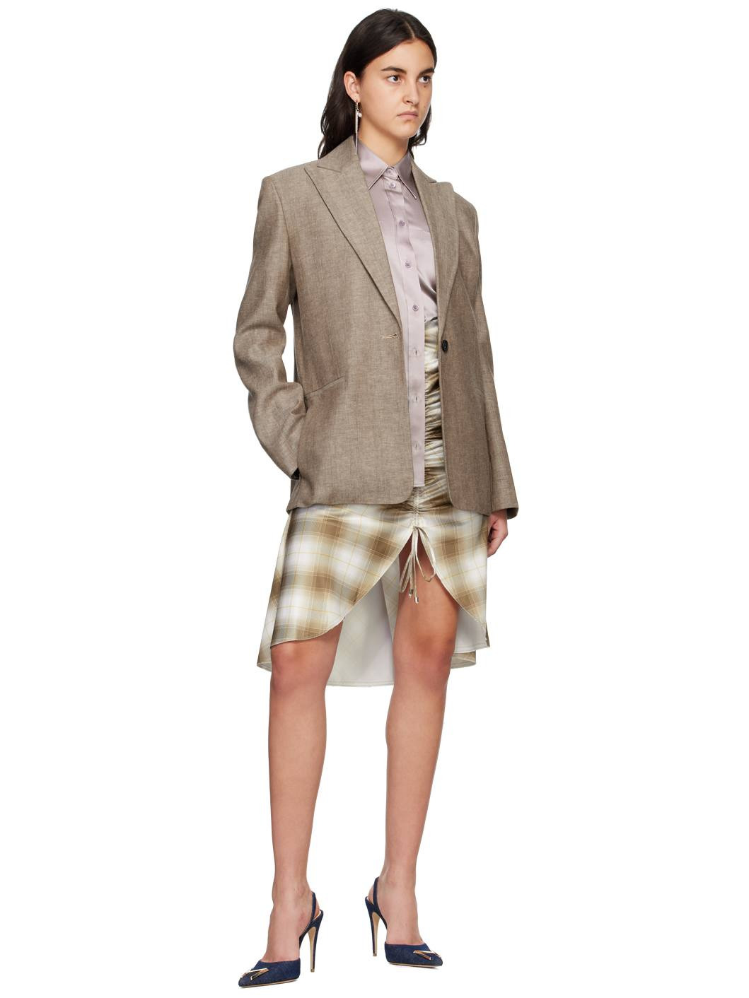 Brown Striped Blazer - 4