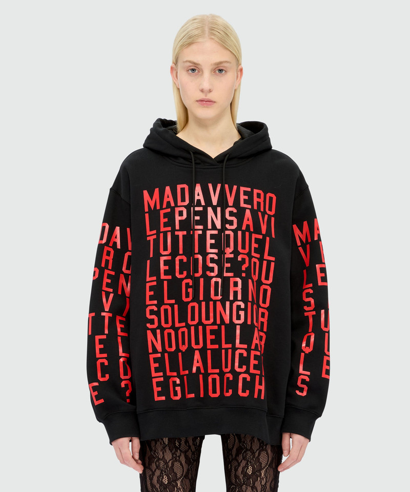 MSGM Caterina Frongia x MSGM Black Hoodie with Quotes outlook