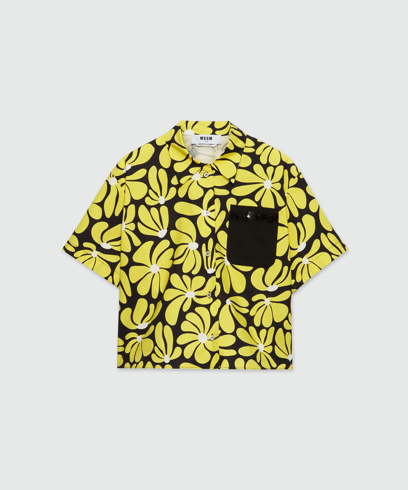 Black and yellow faille shirt with "Eclectic daisy" print 1