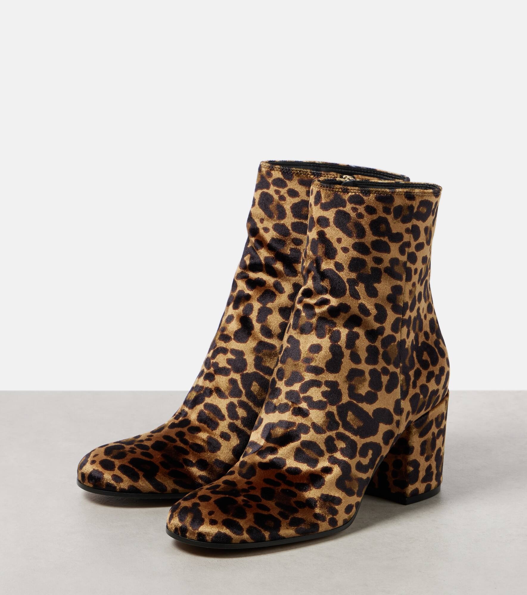 Joelle 70 leopard-print velvet ankle boots - 4