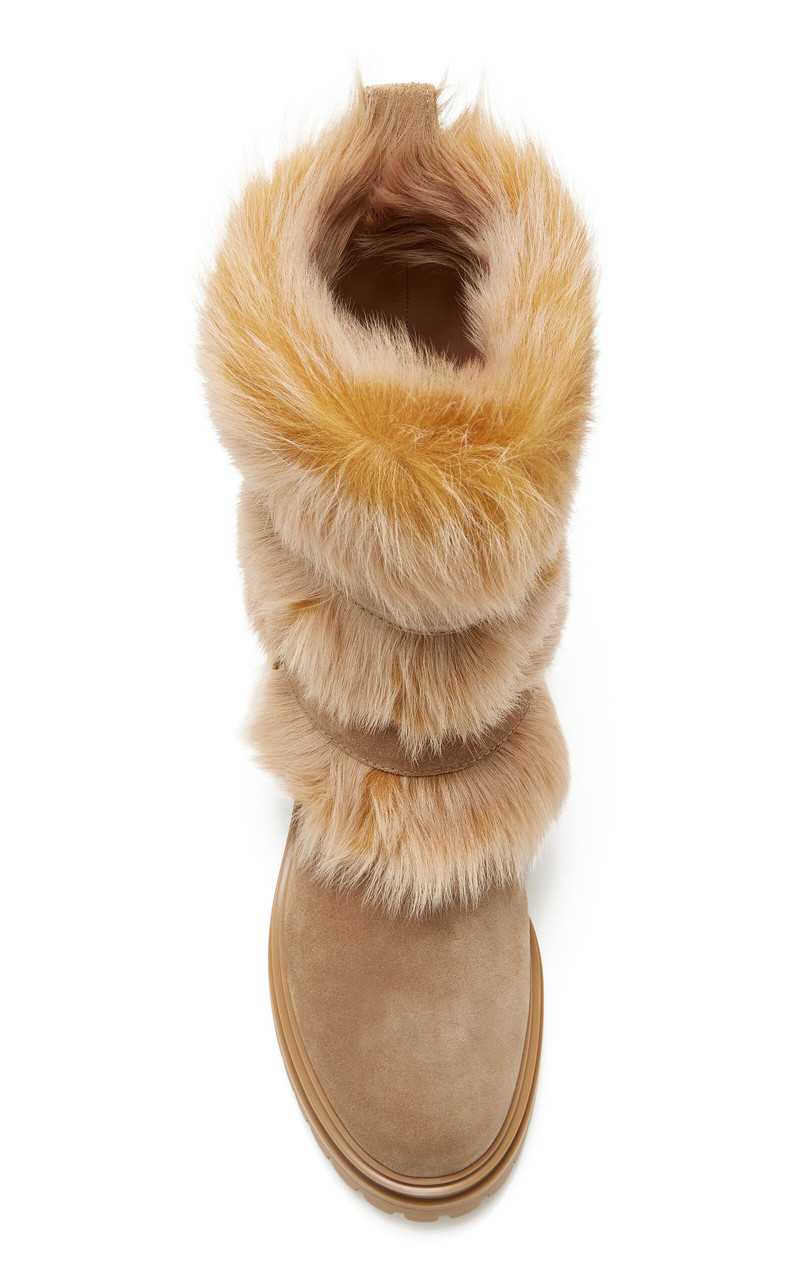 Gianvito Rossi Maverick Shearling Boots tan outlook