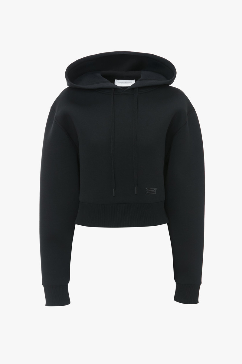 Cropped Structured Hoodie In Black 1