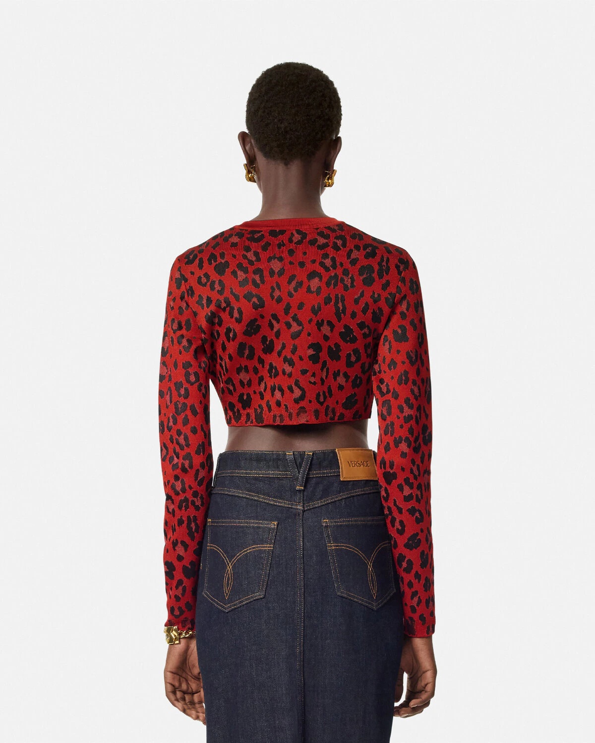 Leopard Lurex Crop Knit Cardigan - 5