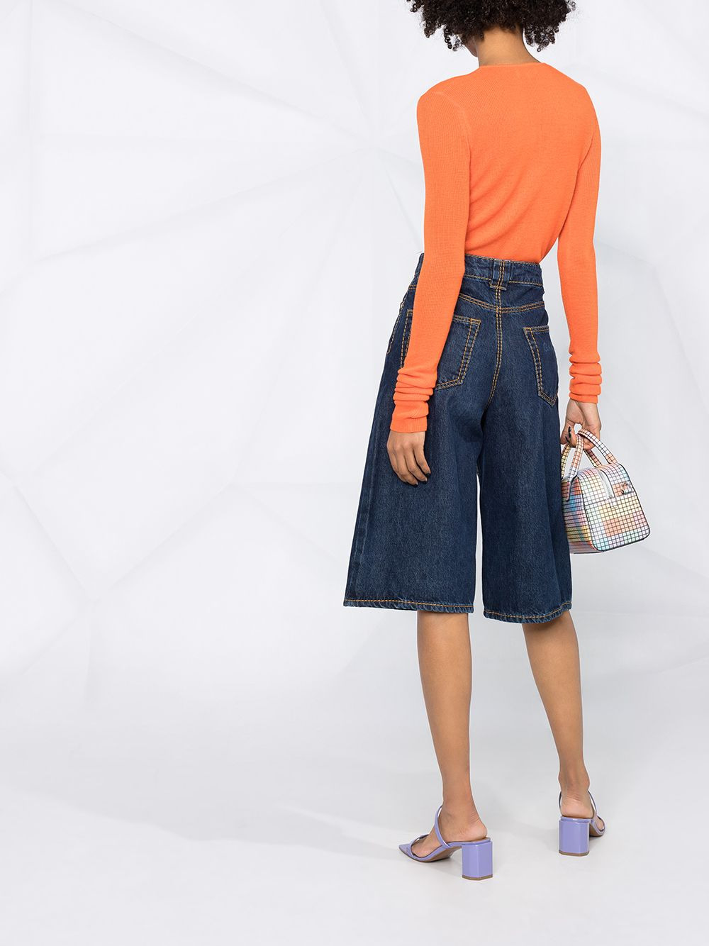 lace-up merino top - 6