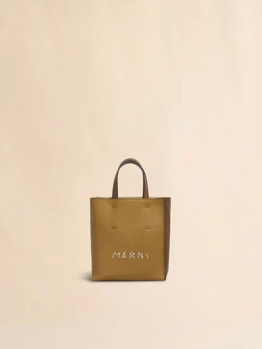 MUSEO SOFT MINI BAG IN BROWN COLOUR-BLOCK LEATHER WITH MARNI MENDING - 1