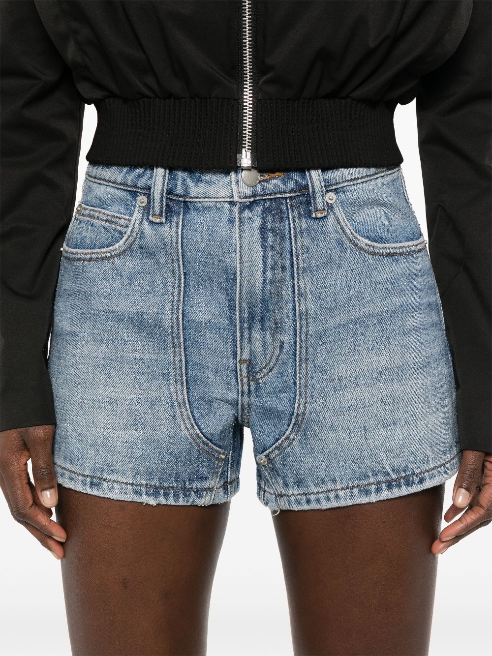 crystal-pattern high-waisted shorts - 5