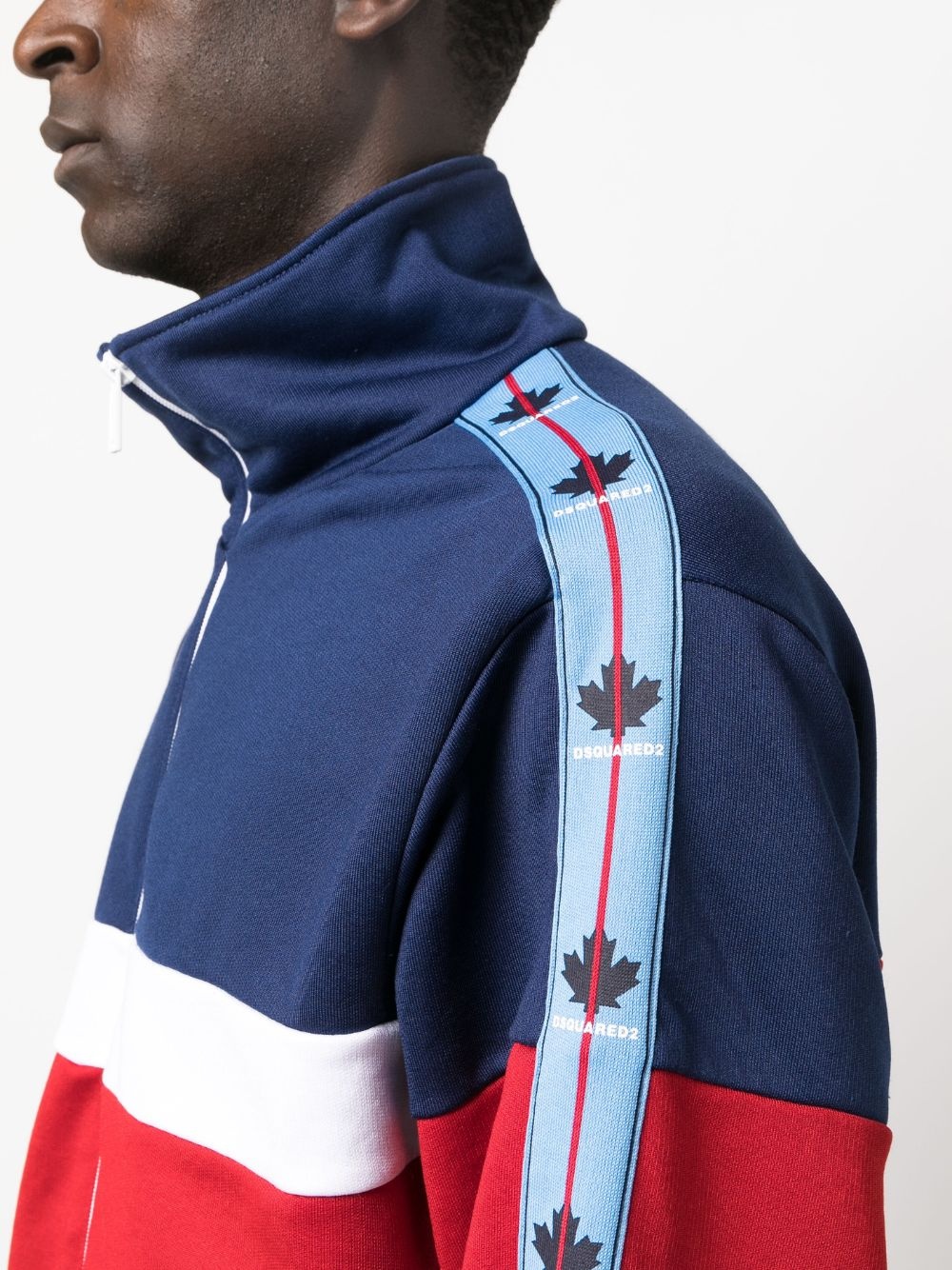 logo-tape detail zip-up cardigan - 5