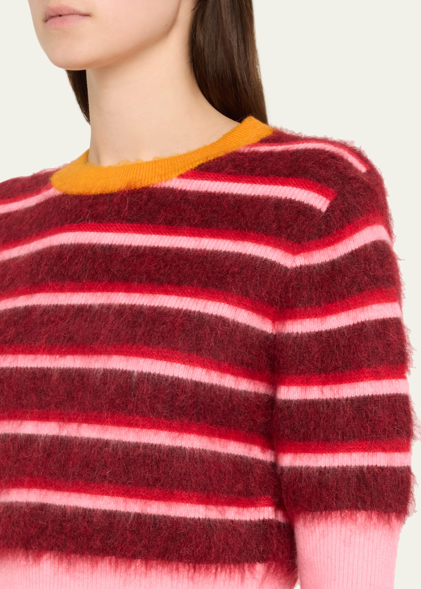 Striped Mohair Crop Ringer Sweater - 5