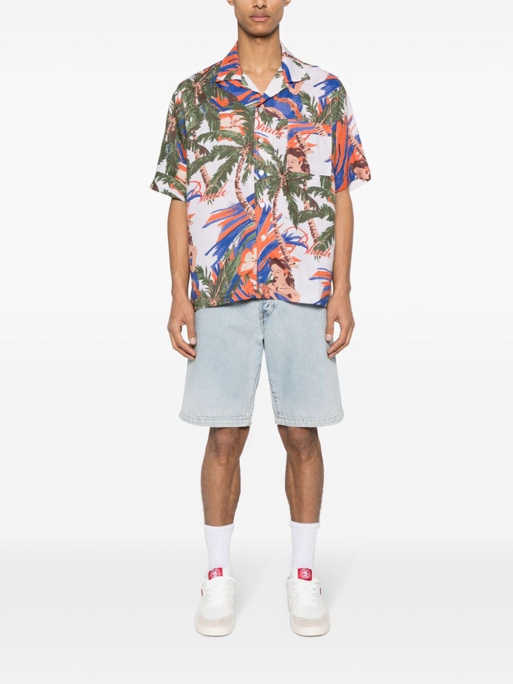 hawaiian-print linen shirt - 2