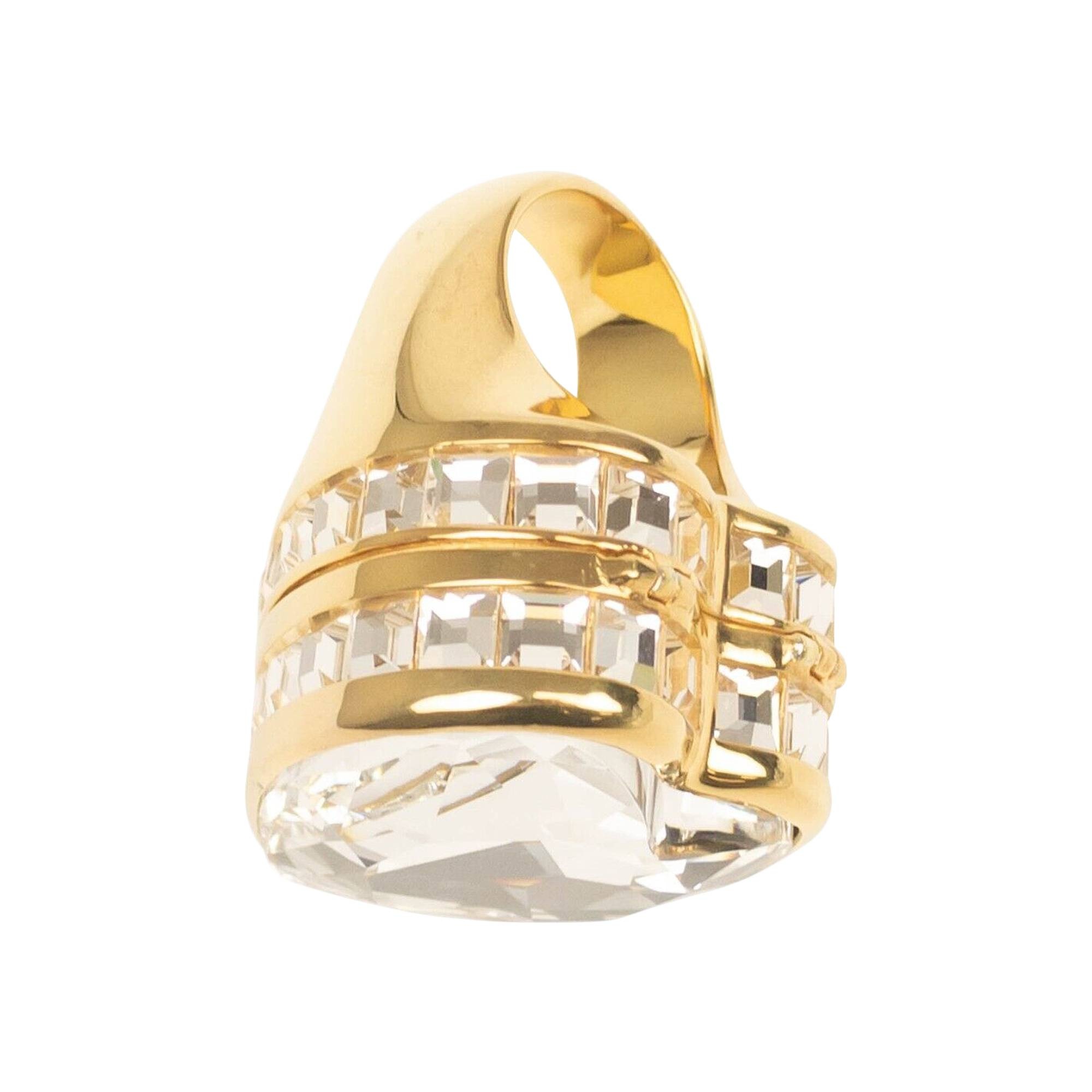 Ambush Clear Heart Box Crystal Ring 'Gold' - 3