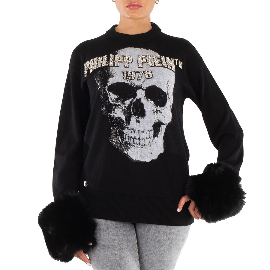 Philipp Plein Skull Embroidered Round Neck Pullover - 3