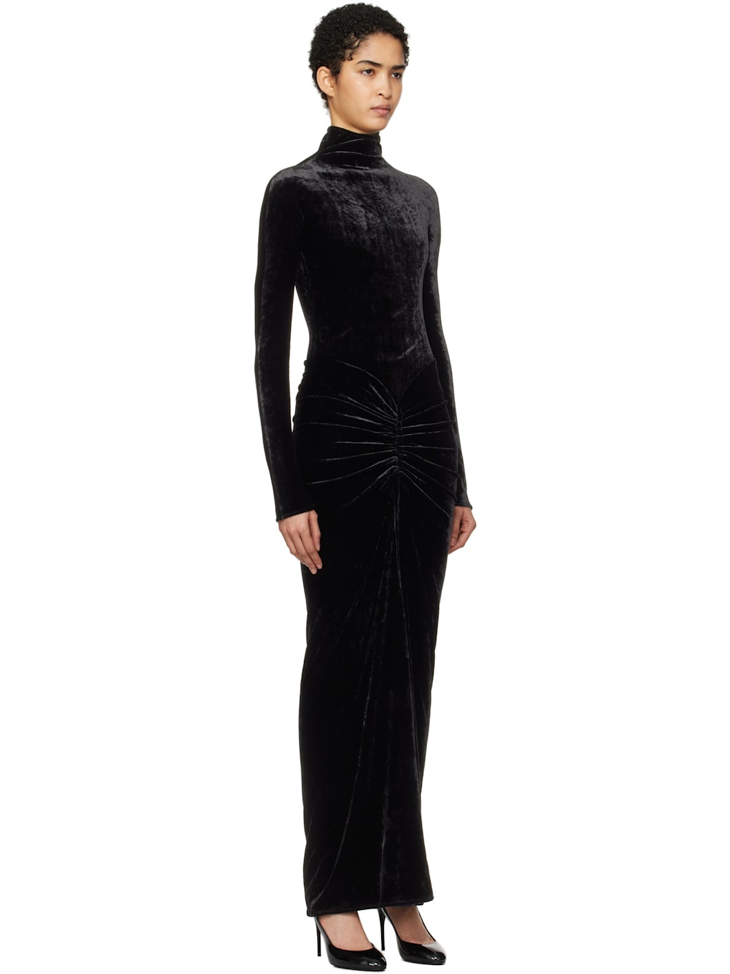 Black Draped Maxi Dress - 2