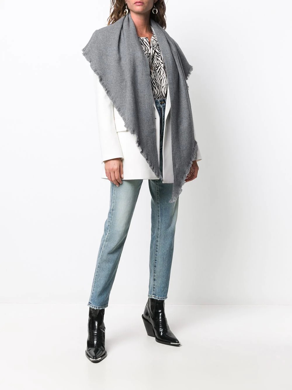 frayed cashmere shawl - 2