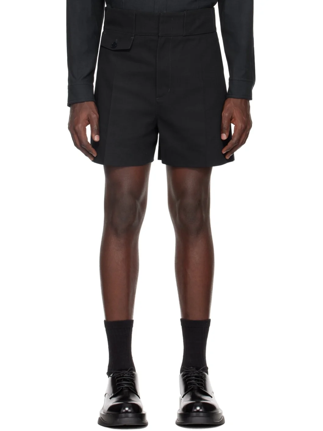 Navy Pin Tuck Shorts - 1