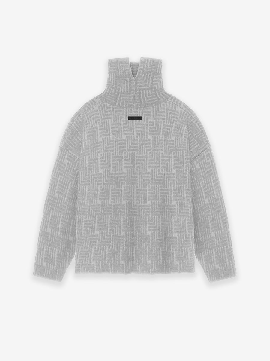Wool Jacquard High Neck Sweater - 2