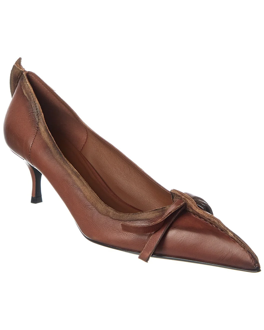 Prada Antiqued Leather Pointy-Toe Pump - 1