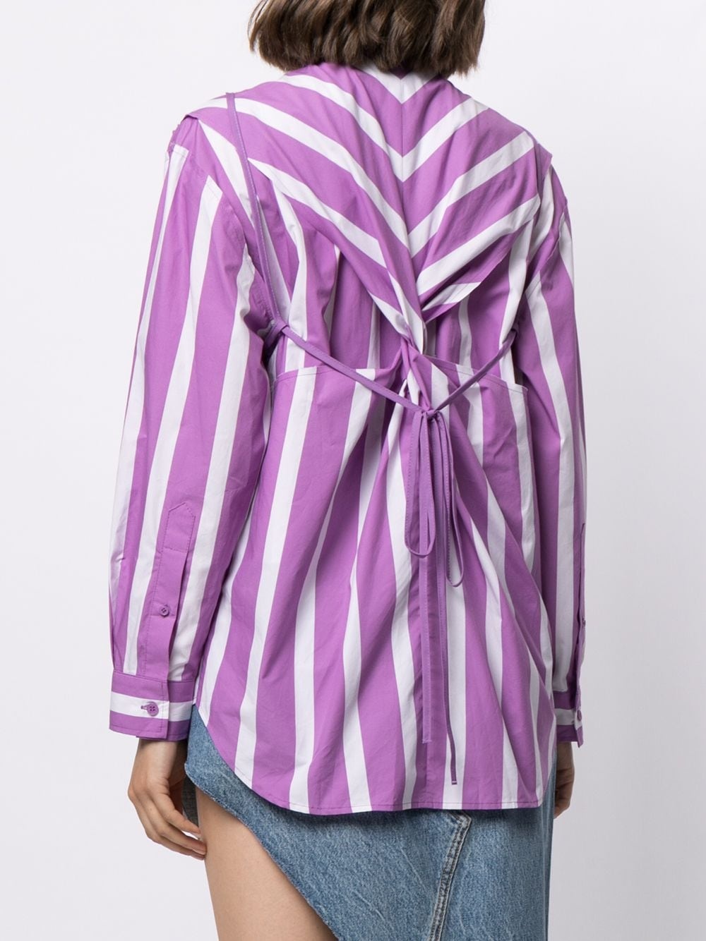 striped moulded-cup cotton shirt - 4