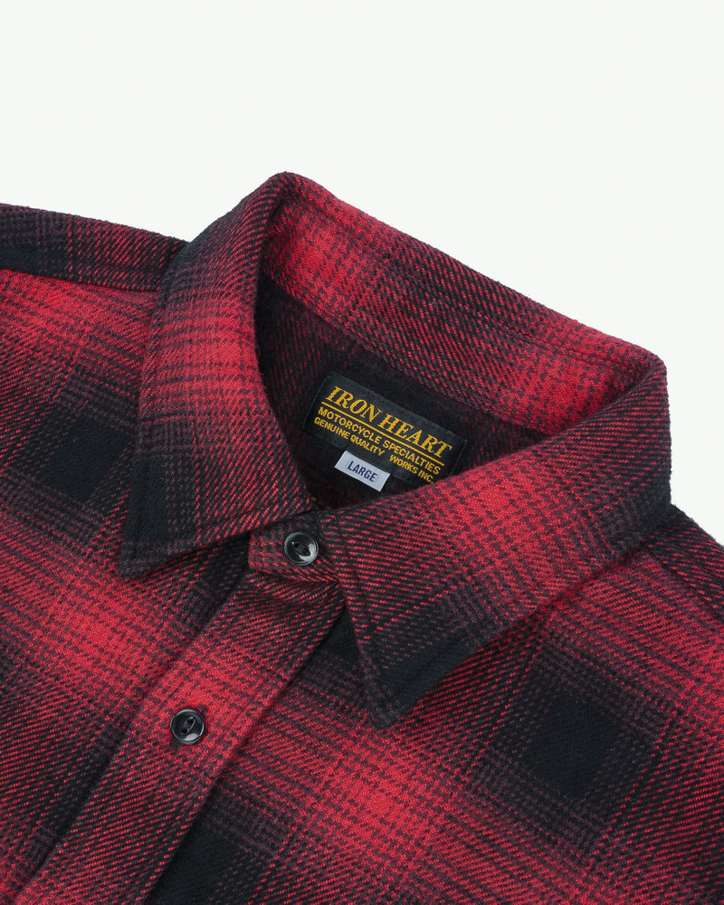 ULTRA HEAVY FLANNEL OMBRÉ CHECK WORK SHIRT - RED/BLACK 5