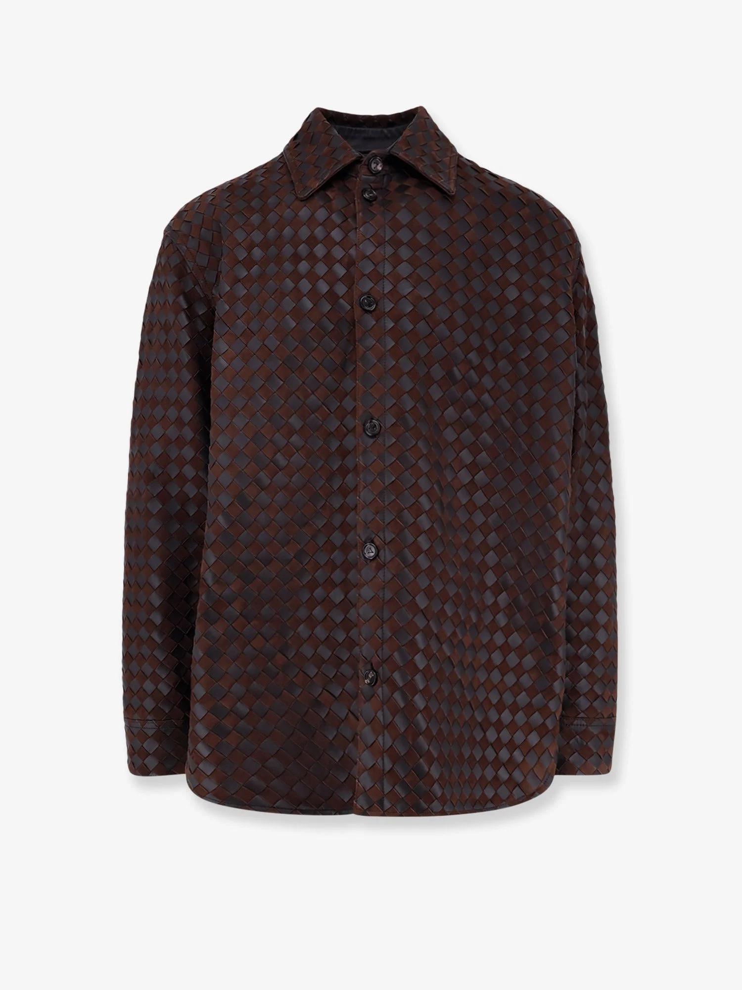 Bottega Veneta Men Leather And Suede Shirt/Jacket With Intrecciato Motif - 1