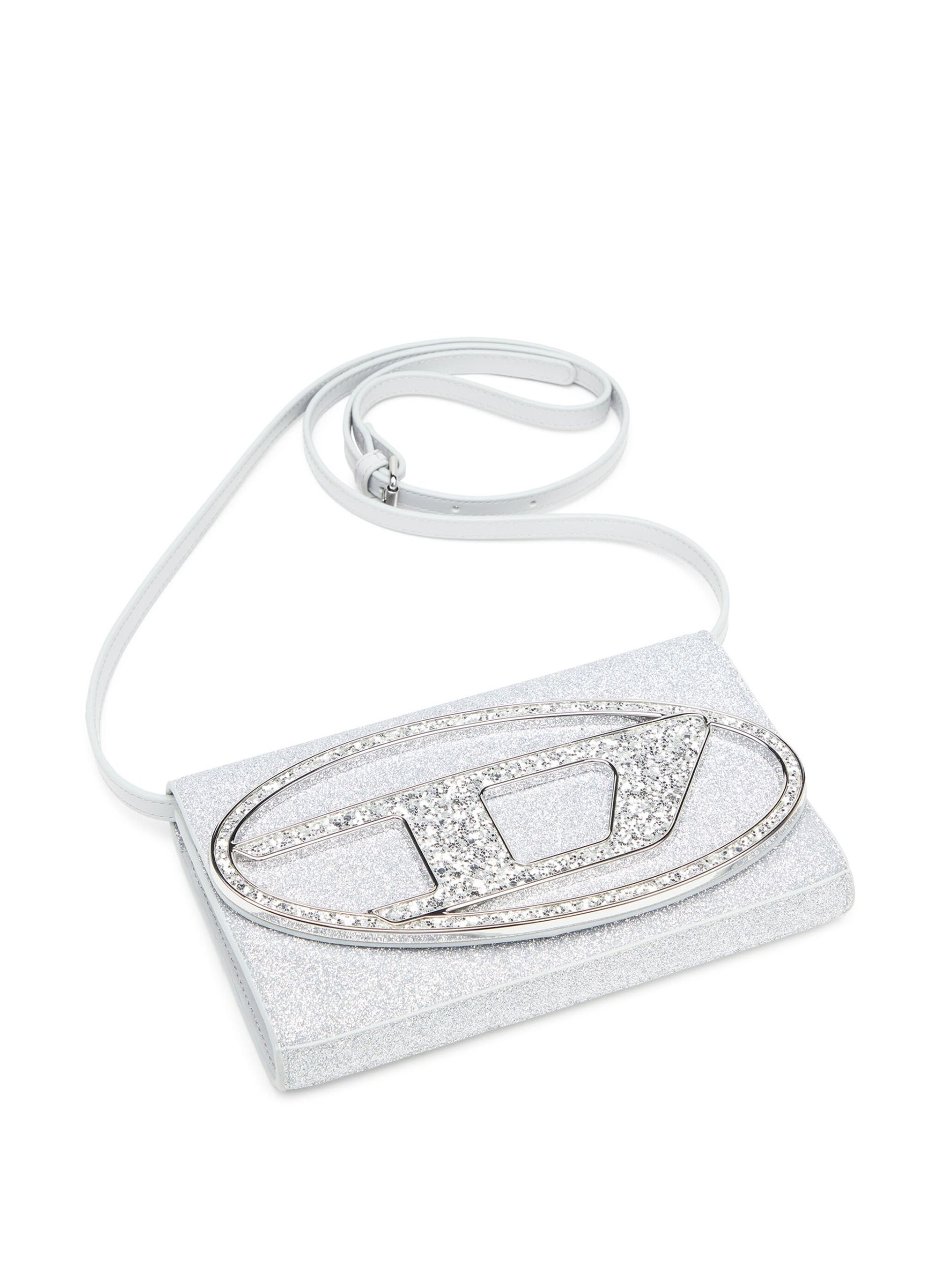 Silver-tone 1DR glitter wallet-on-chain - 5