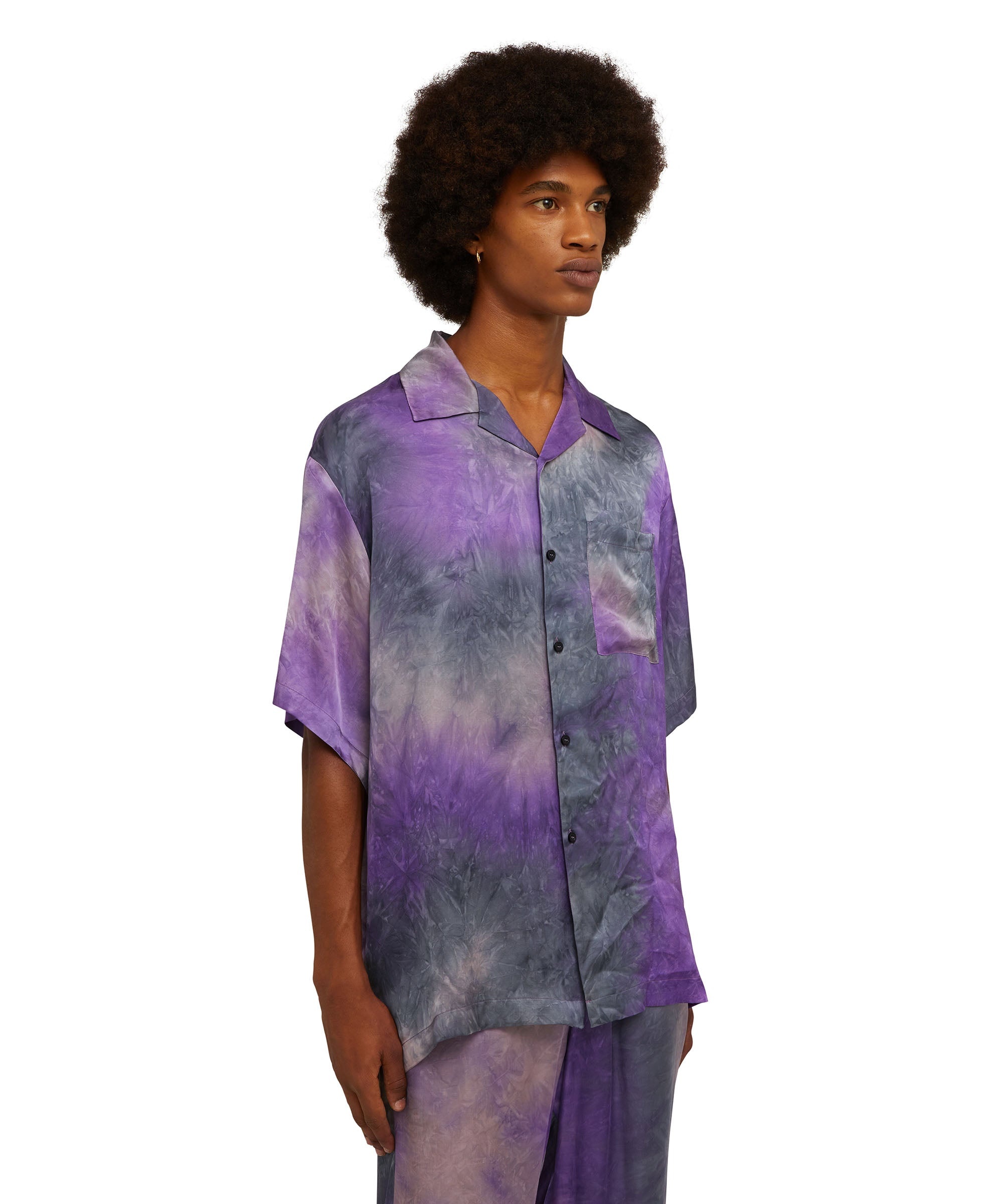 Viscose fluid tie dye short-sleeved shirt - 1