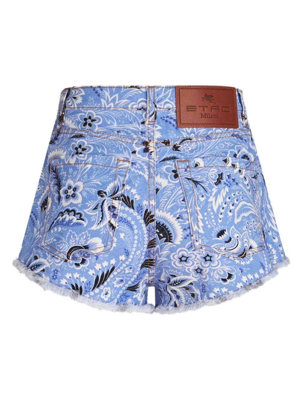 bandana-print denim shorts - 7