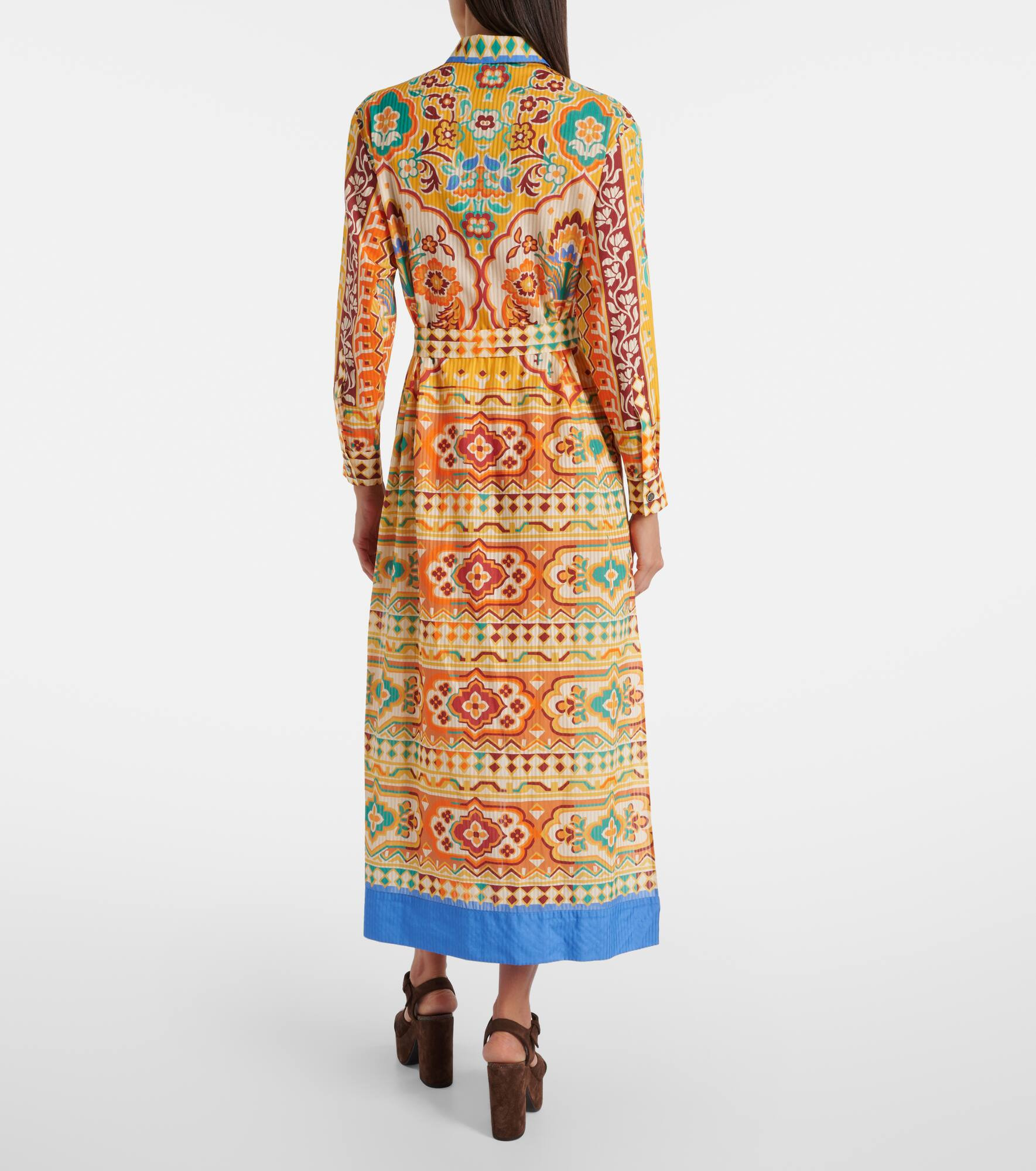 Printed cotton and silk midi dress - 3