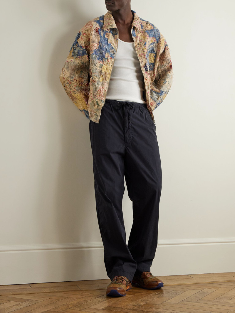 orSlow New Yorker Straight-Leg Cotton-Blend Drawstring Trousers Black outlook