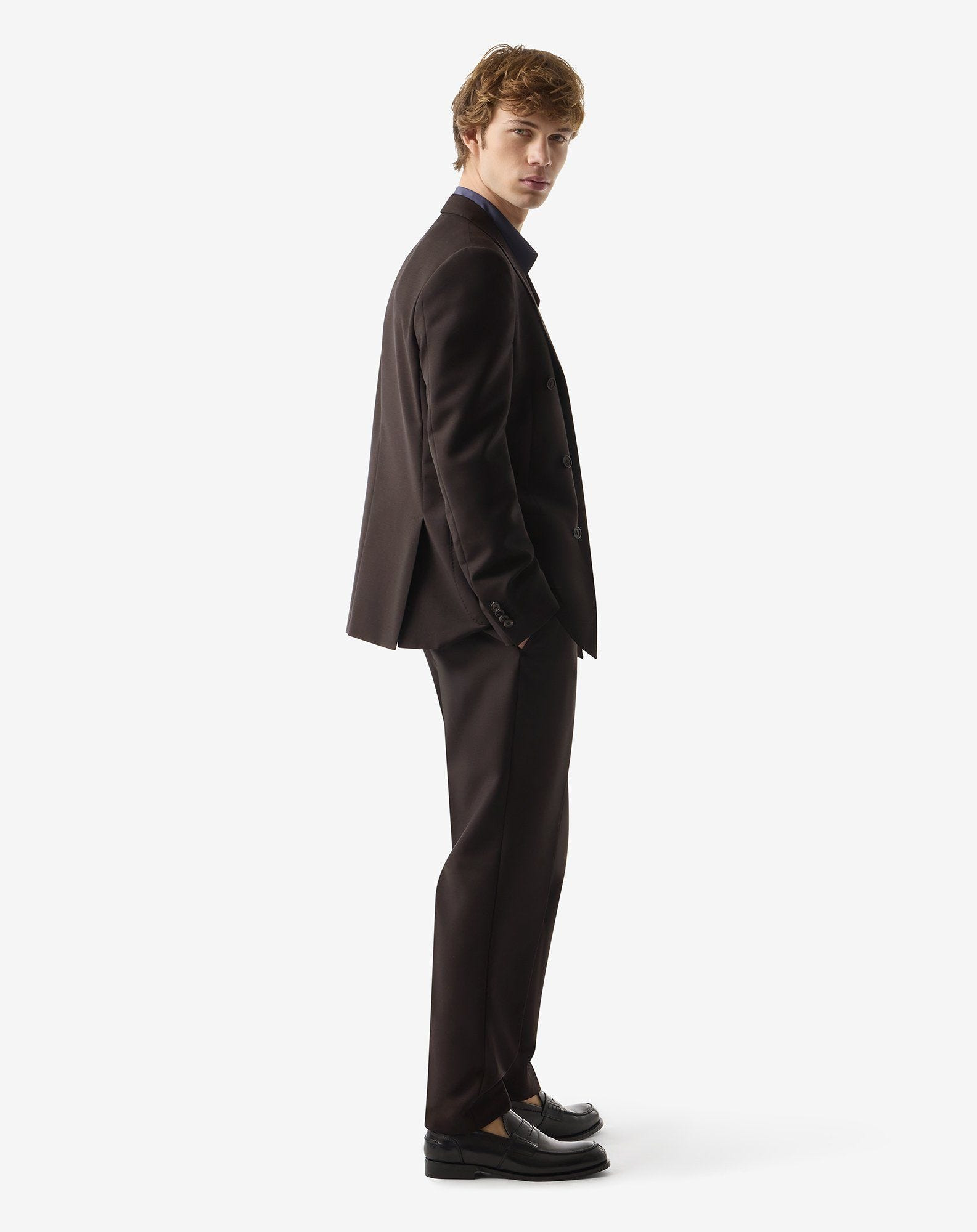 Dark brown wool and mohair suit - 3